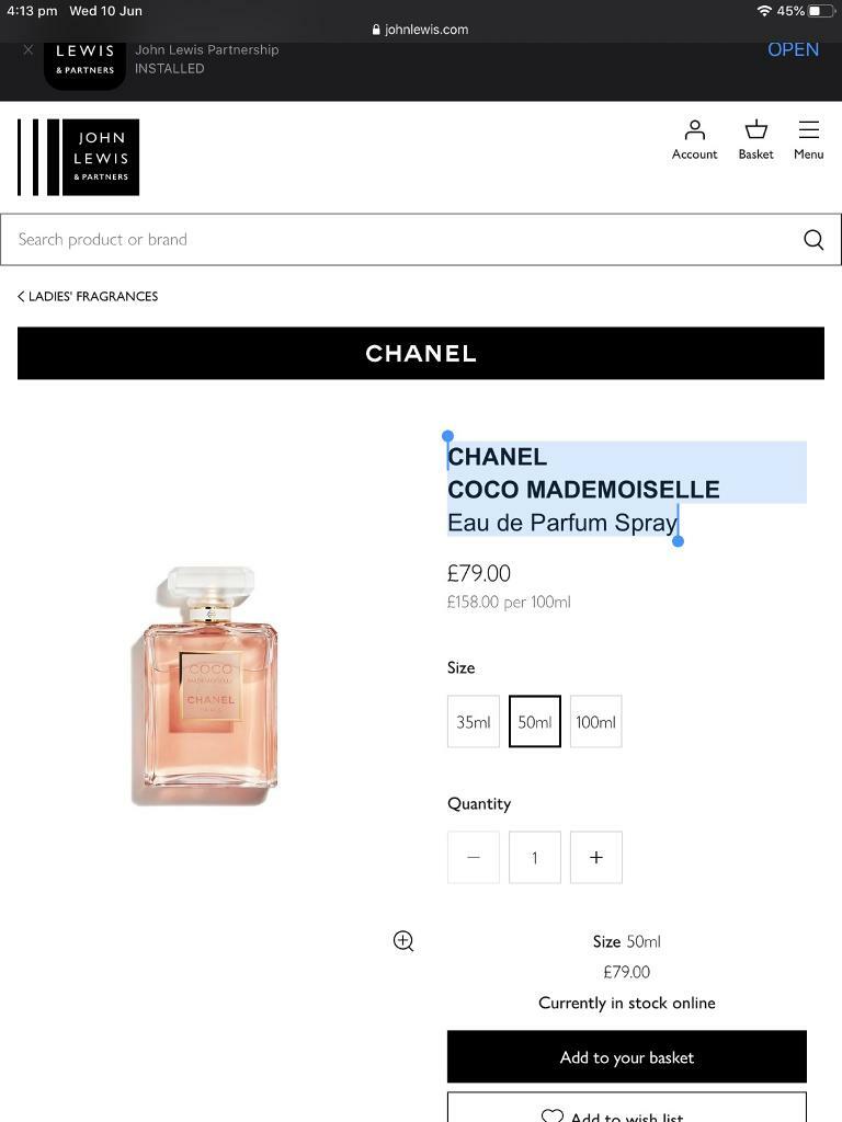 john lewis chanel coco mademoiselle